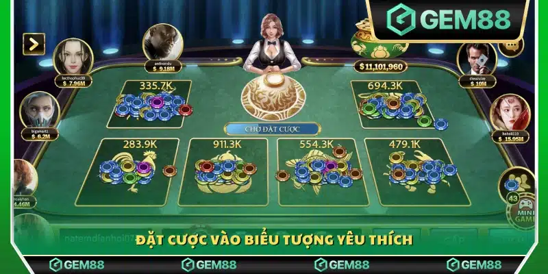 Chọn biểu tượng mong muốn và tiến hành đặt cược