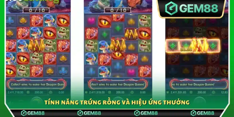 Tính năng trứng rồng cùng hiệu ứng phần thưởng