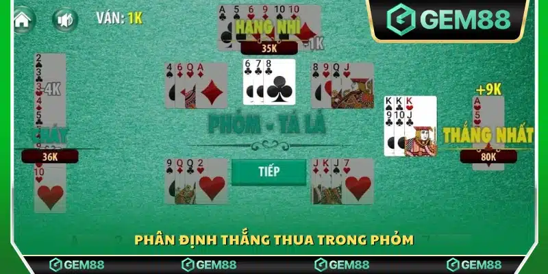 Quy tắc phân định kết quả thắng thua ở Phỏm